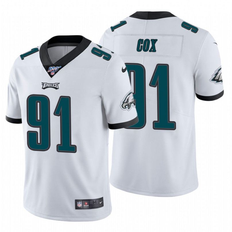 Men Philadelphia Eagles 91 Fletcher Cox Nike White 100th Vapor Limited NFL Jersey